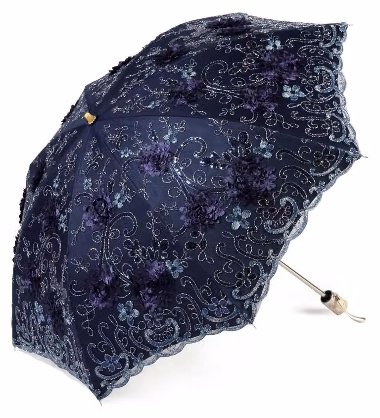 Ombrello pieghevole, blu scuro, con protezione UV, diametro 85 cm, altezza 72 cm, peso 400 g, pieghevole 2 volte, 8 stecche in acciaio, protezione UPF 50+