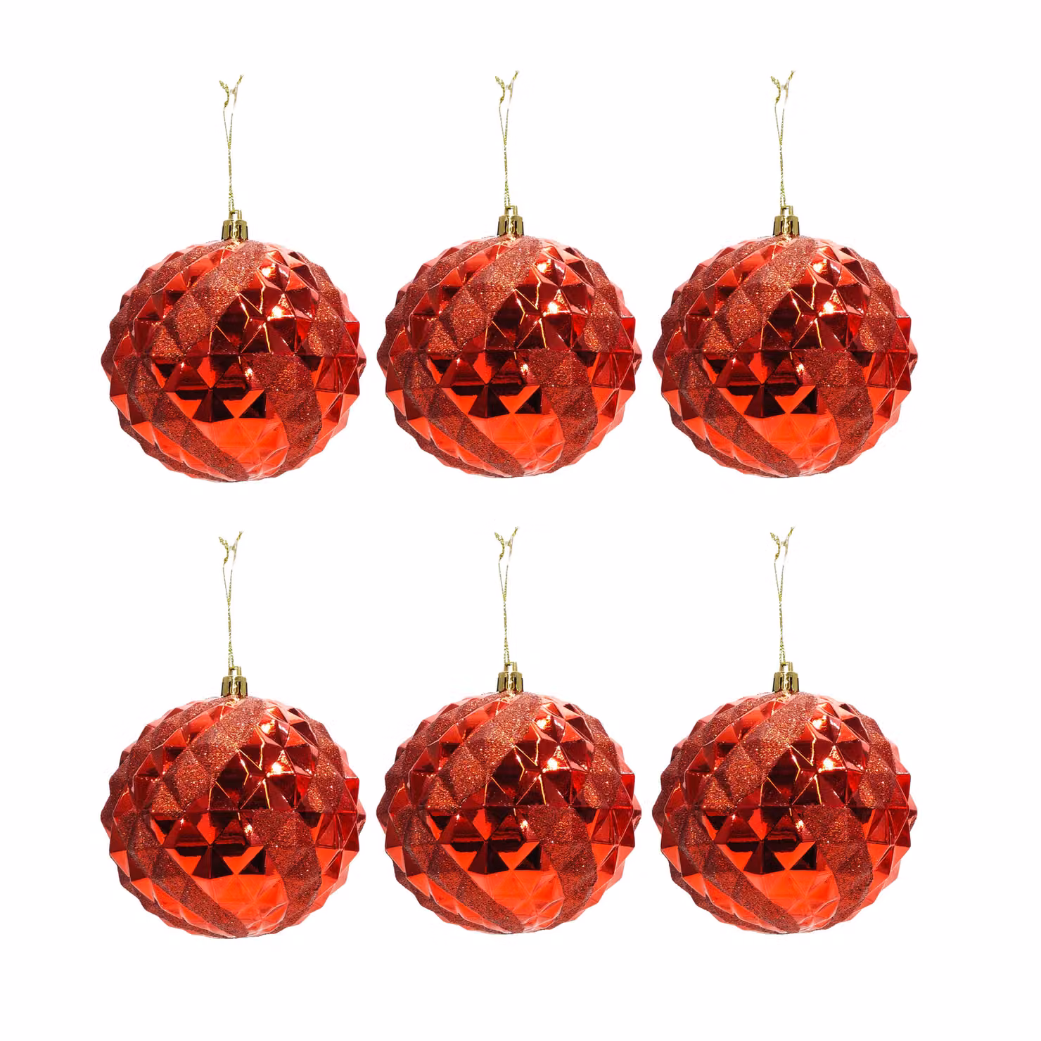 Set di 6 palline di Natale Vestiamo Casa, decorazioni rosse infrangibili in plastica, diametro: 8 cm – 2