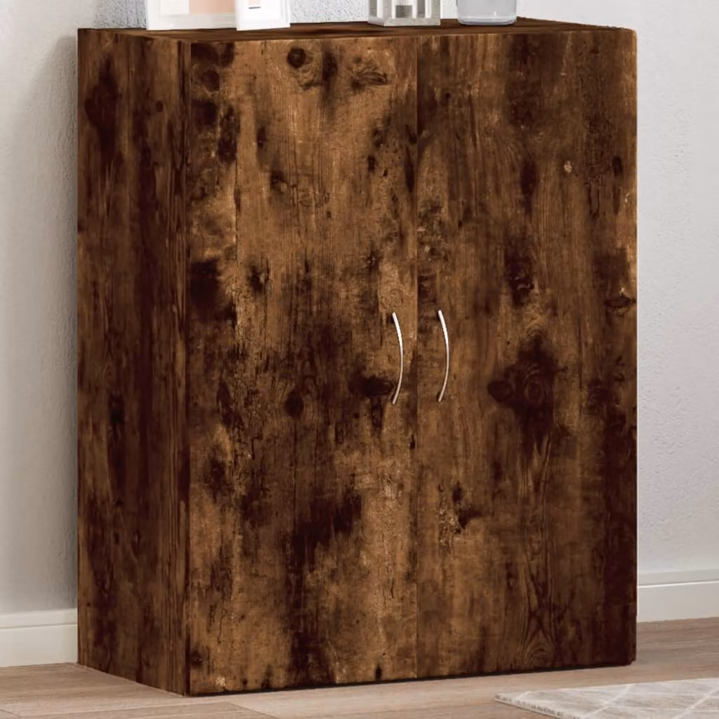 vidaXL Schedario Moderno in Legno Rovere Fumo con Ante a Battente, L: 60 cm, P: 32 cm, H: 77,5 cm
