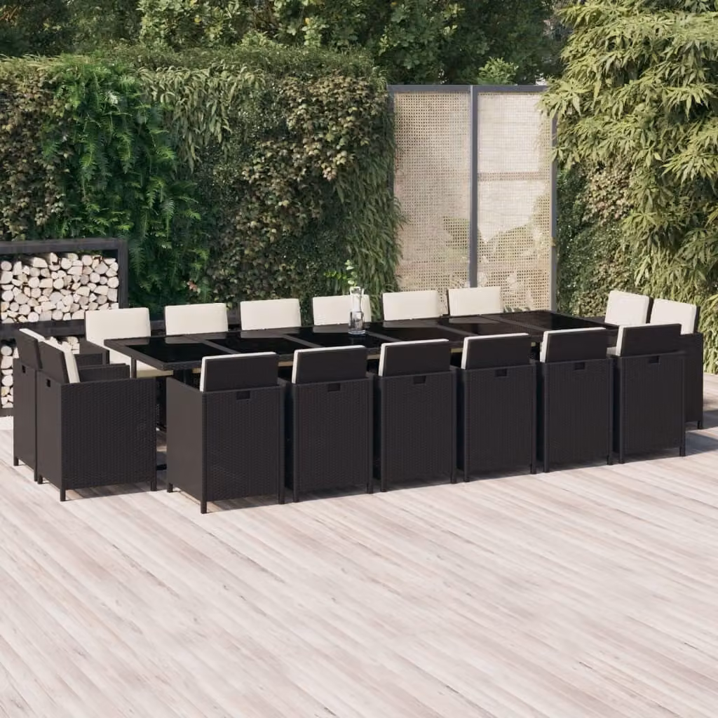 Maison Exclusive - Set da pranzo da giardino da 17 pezzi con cuscini in rattan sintetico nero