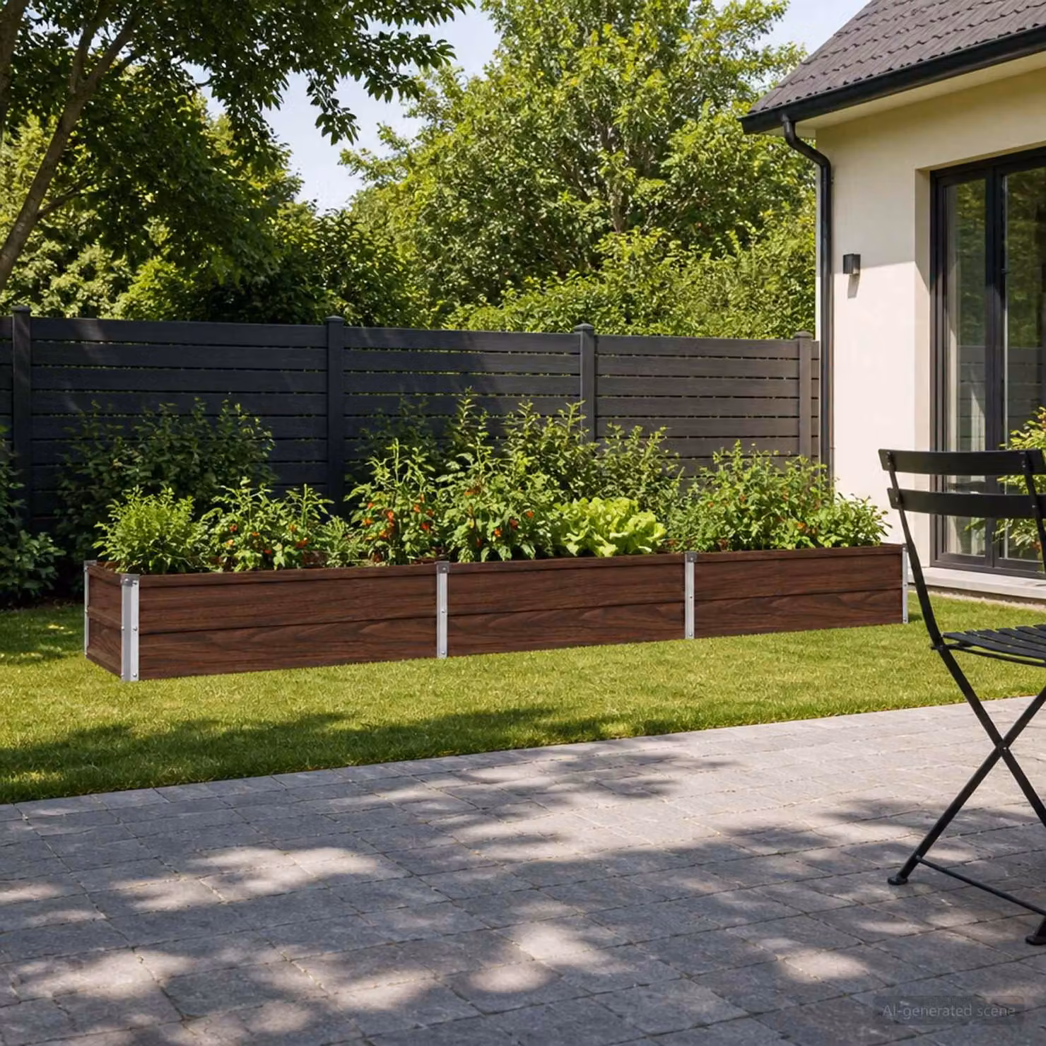 Letto rialzato da giardino vidaXL in metallo Nero L: 240 cm, P: 40 cm, H: 24 cm