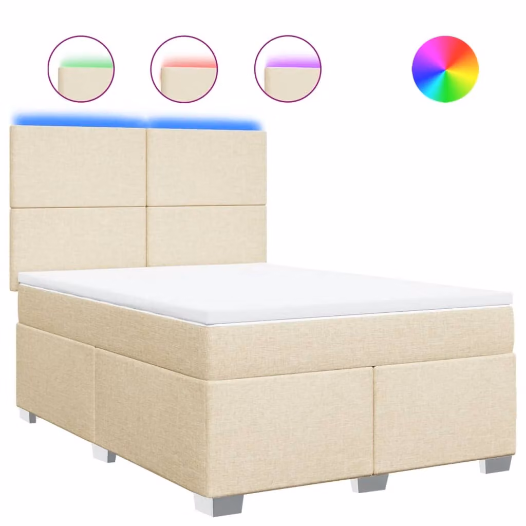 Giroletto a Molle con Materasso Crema 140x19 cm in Tessuto