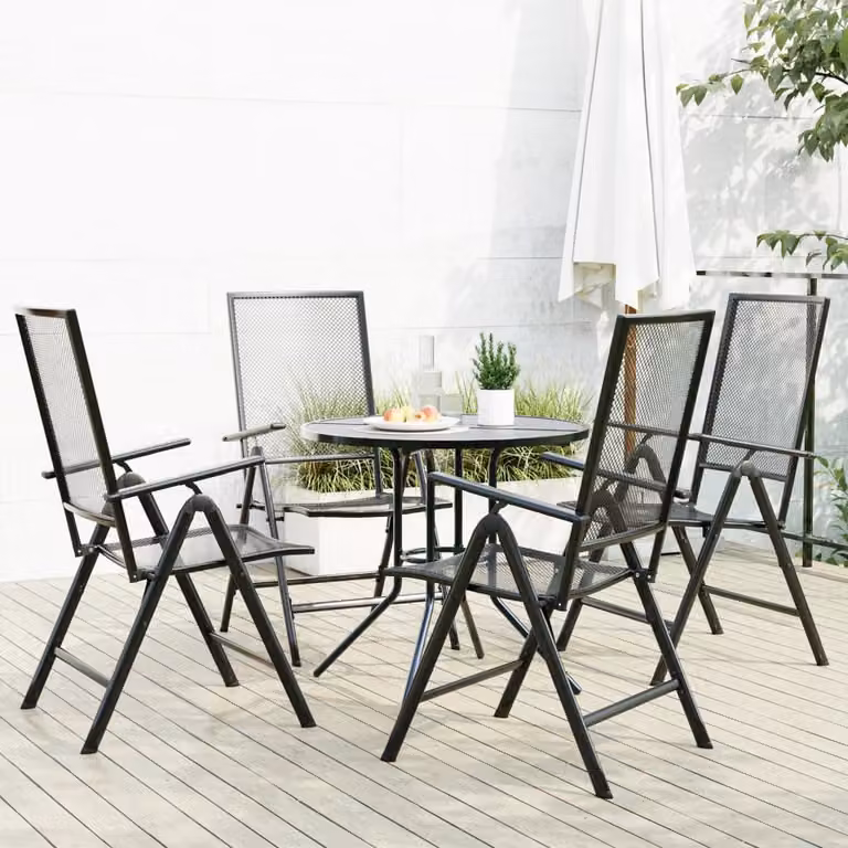 Set di 5 sedie da giardino reclinabili vidaXL in acciaio verniciato antracite