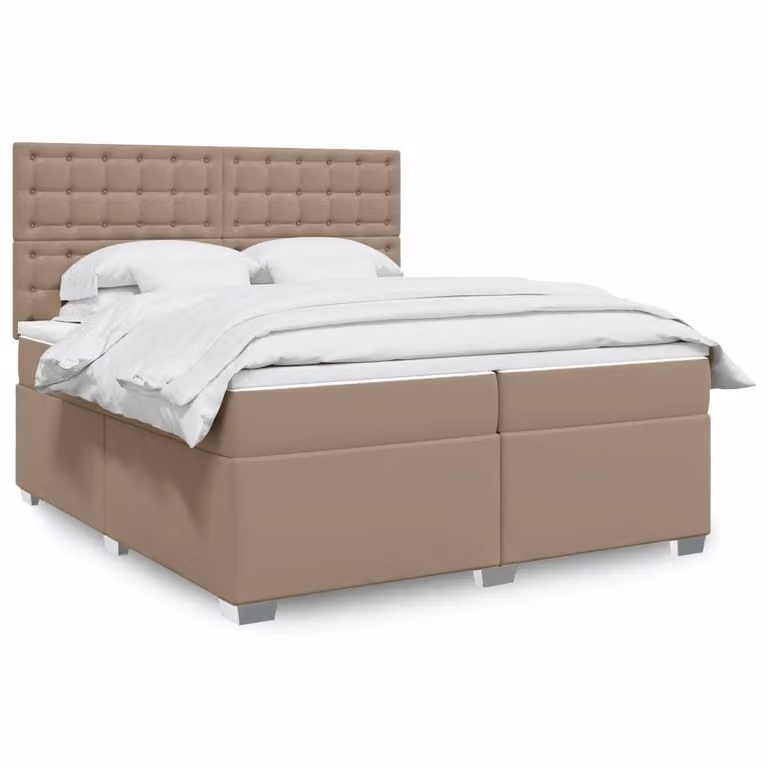 Letto con Giroletto a Molle e Materasso Ibrido vidaXL in Similpelle Beige, L/P: 200 x 200 cm