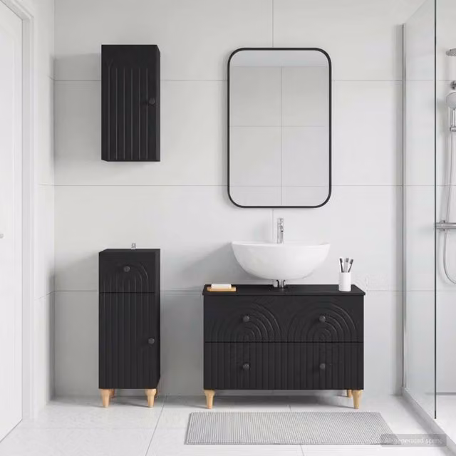 Set di armadietti da bagno in 3 pezzi ALKMAAR Nero 3417748
