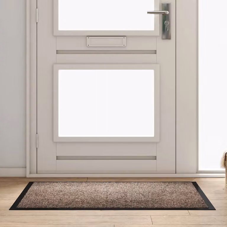 Tappetino vidaXL in tessuto teddy beige e marrone, modello moderno rettangolare, L: 120 cm, P: 80 cm, H: 1 cm