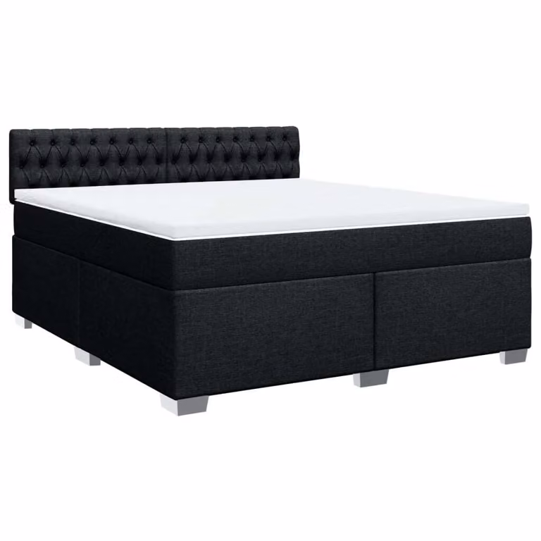 Giroletto a Molle con Materasso Nero 180x200 cm in Tessuto