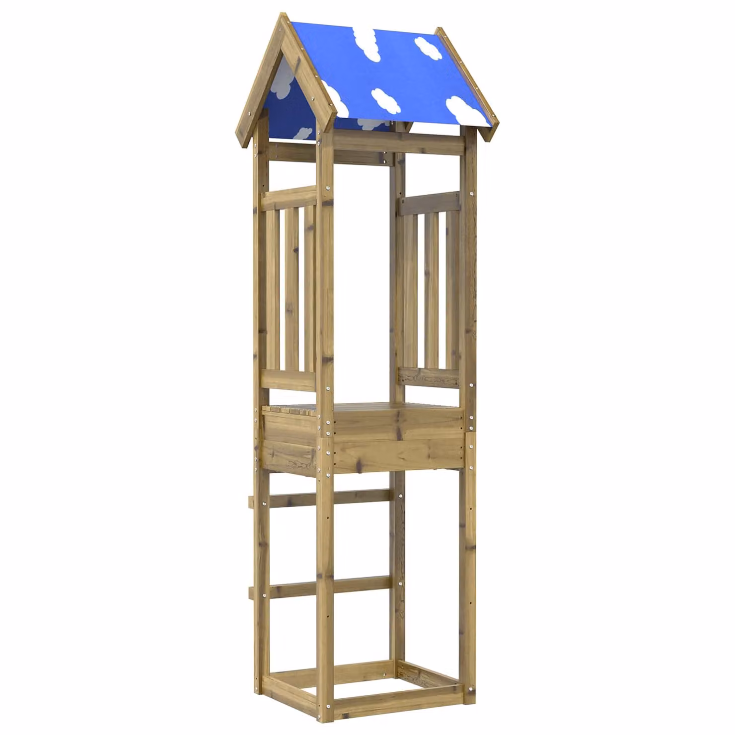 vidaXL Torre da Gioco in Legno Marrone con Scivolo e Altalena, H: 208 cm, L: 159 cm, P: 105 cm