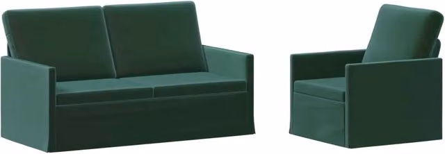Set di 2 divani moderni vidaXL in velluto verde con struttura in metallo