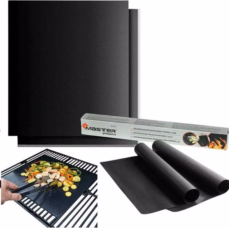 MASTER GRILL: Sottopiatto e tappetino per barbecue, dimensioni 33x40 cm, confezione da 2 pezzi.