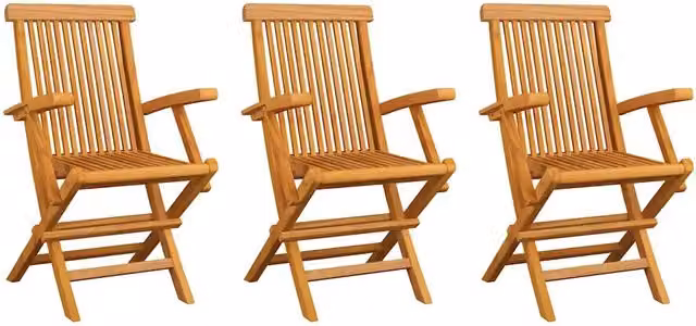 Sedie da Giardino 3 pz | Sedie da Esterno in Legno Massello di Teak