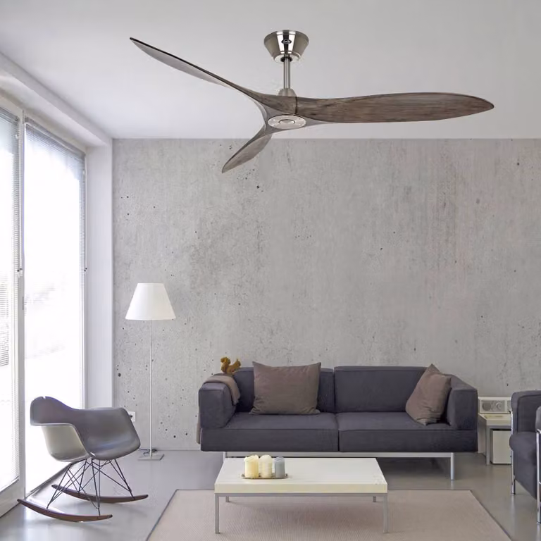 CasaFan Ventilatore da soffitto Eco Airscrew 152 cm cromato, Legno scuro, Soggiorno / Sala da pranzo, Legno, Moderno
