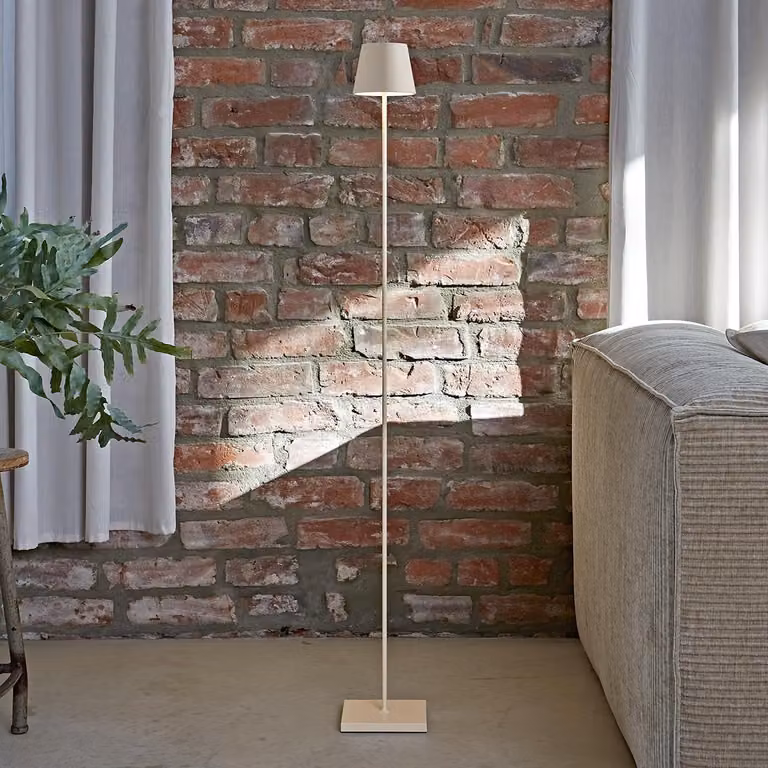 Nuindie Lampada da terra a LED ricaricabile per esterni IP54, altezza 120 cm, beige sabbia, USB-C
