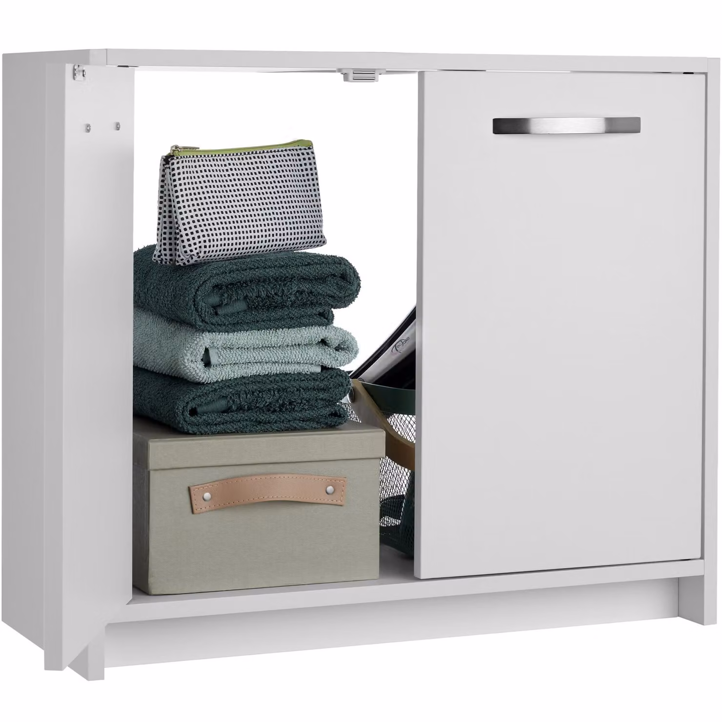 Mobile sotto lavabo Katalina Tectake bianco con ante scorrevoli e ripiani interni – 3