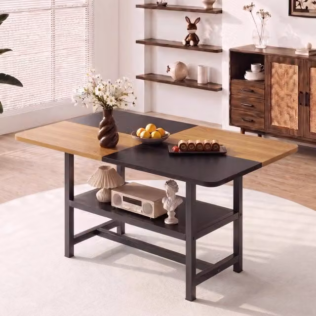 Tavolo da pranzo rettangolare industriale 160 x 90 x 76 cm in MDF e metallo per 4-6 persone