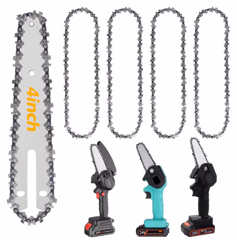 Set di 4 catene per motosega, passo 3/8", passo di guida 1,1 mm, 28 maglie