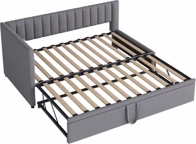 Divano letto angolare multifunzionale in velluto grigio con letto estraibile 90x200 cm, ideale per bambini e ospiti