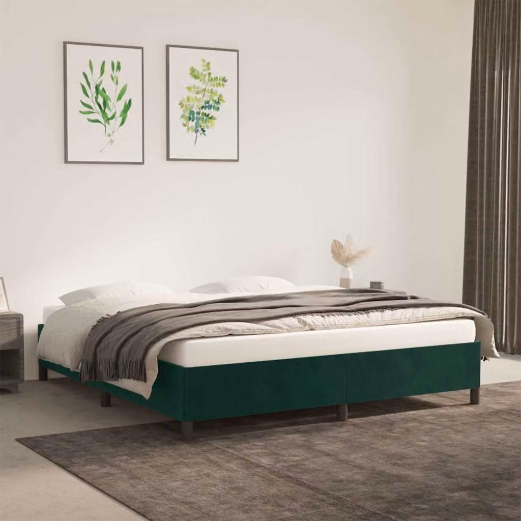 vidaXL Giroletto in Velluto Verde Senza Materasso L/P/H: 160 x 200 x 163 cm