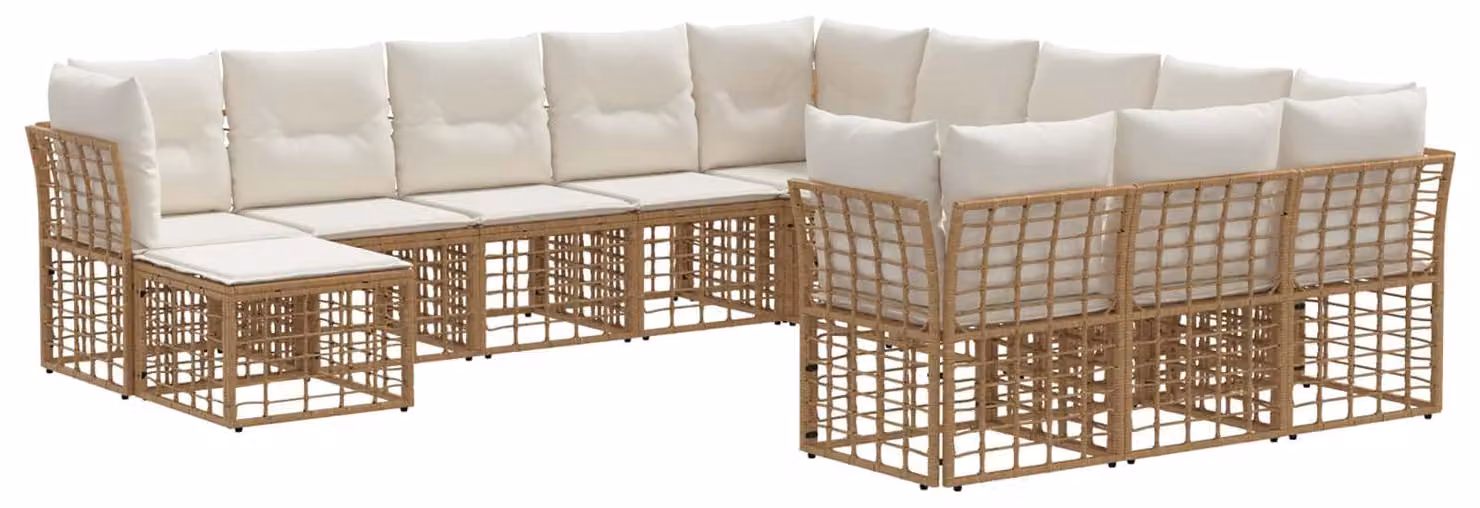 Set di divani da esterno 12 pcs Naturale e Bianco Crema