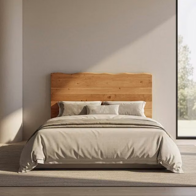 Testiera per letto Banak in legno massello di acacia marrone, stile minimalista, H: 80 cm, L: 160 cm