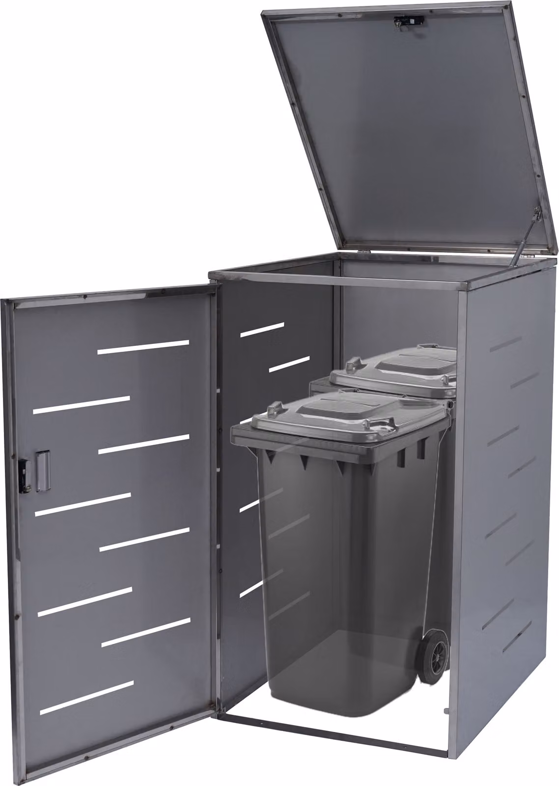 XL Rivestimento per bidoni della spazzatura singoli/doppi MCW-E83, box per bidoni della spazzatura, espandibile 116x71x98 cm ~ acciaio inossidabile 35 kg