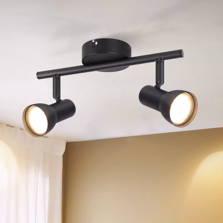 ZMH Faretto da soffitto 2 fiamme Lampada da soffitto corridoio Luce da soffitto Nero Design moderno Faretto da interno GU10 Spot da soffitto Metallo 350°Spot orientabili per camera da letto Soggiorno Cucina (senza lampadina)