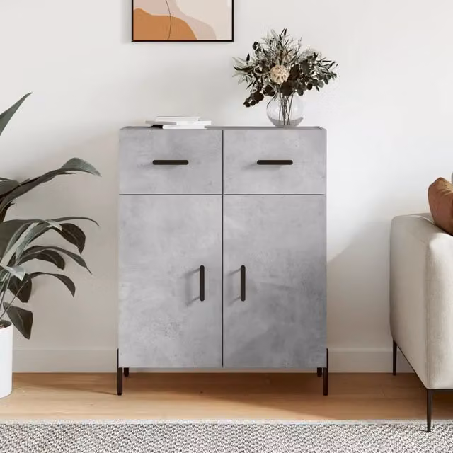 Credenza Buffet Design Mania Grigio Cemento per Cucina e Soggiorno L: 69,5 cm, P: 34 cm, H: 90 cm
