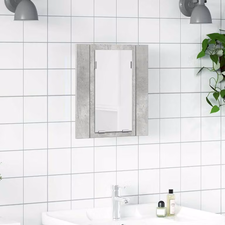 Armadietto a specchio con luci LED vidaXL moderno in grigio per bagno, L/P/H: 45 x 12 x 40 cm