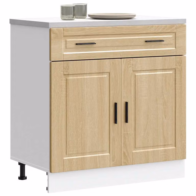 Base da cucina moderna vidaXL Porto Rovere Sonoma e Bianco in legno multistrato e MDF, L/P/H: 46 x 25 x 81,5 cm