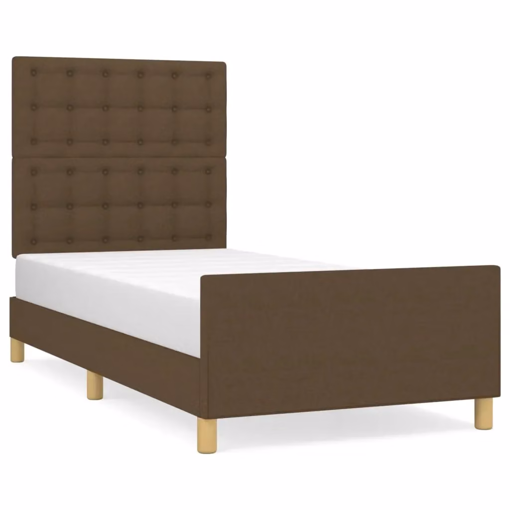 Giroletto senza Materasso vidaXL in Legno di Larice e Tessuto Marrone Scuro 90x200 cm – 2