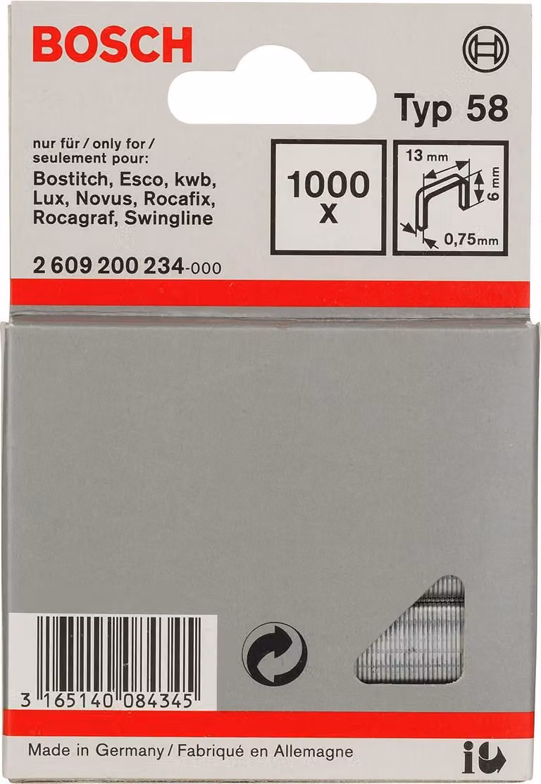 Bosch 1000 punti metallici tacker 6/13 mm tipo58
