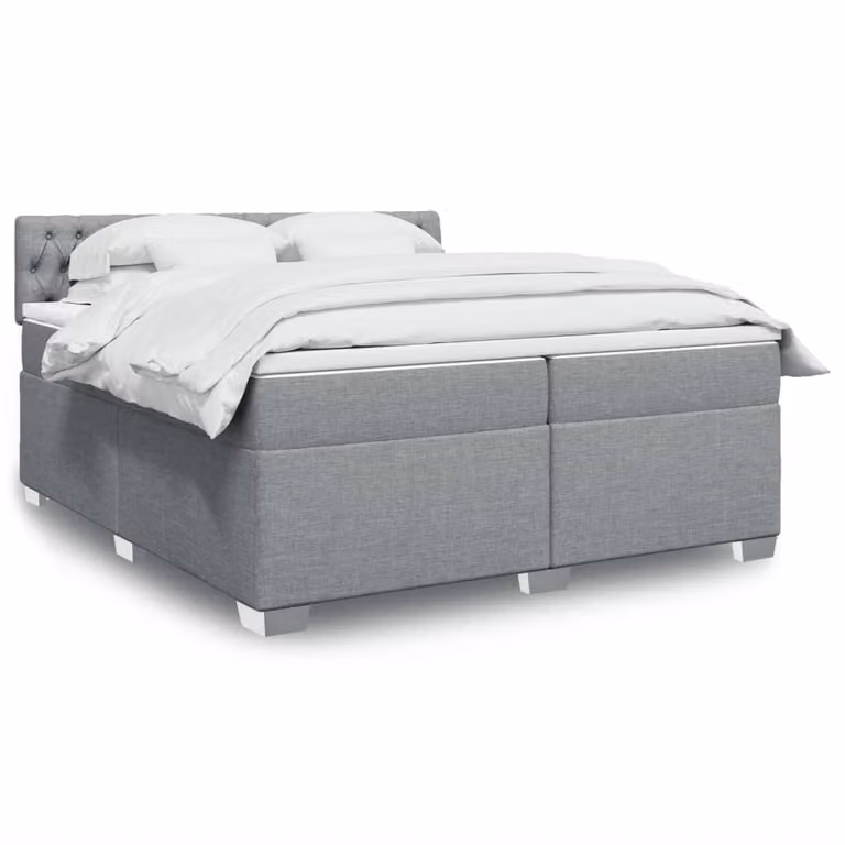 vidaXL Giroletto a Molle Ibrido con Materasso in Tessuto Grigio e Bianco L/P: 200 x 200 cm