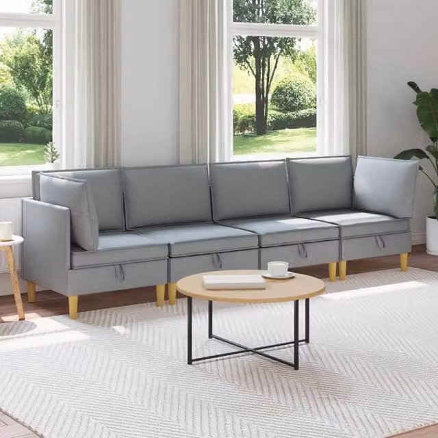 Set di divani modulari con spazio di archiviazione 4 pz Tessuto 3413674