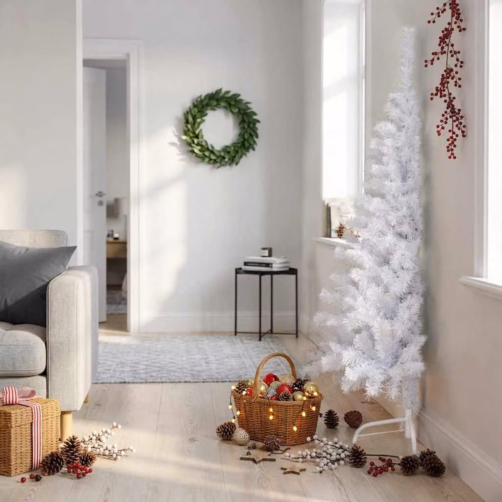 Maison Exclusive - Albero di Natale artificiale a metà altezza con supporto, bianco, 150 cm, in PVC