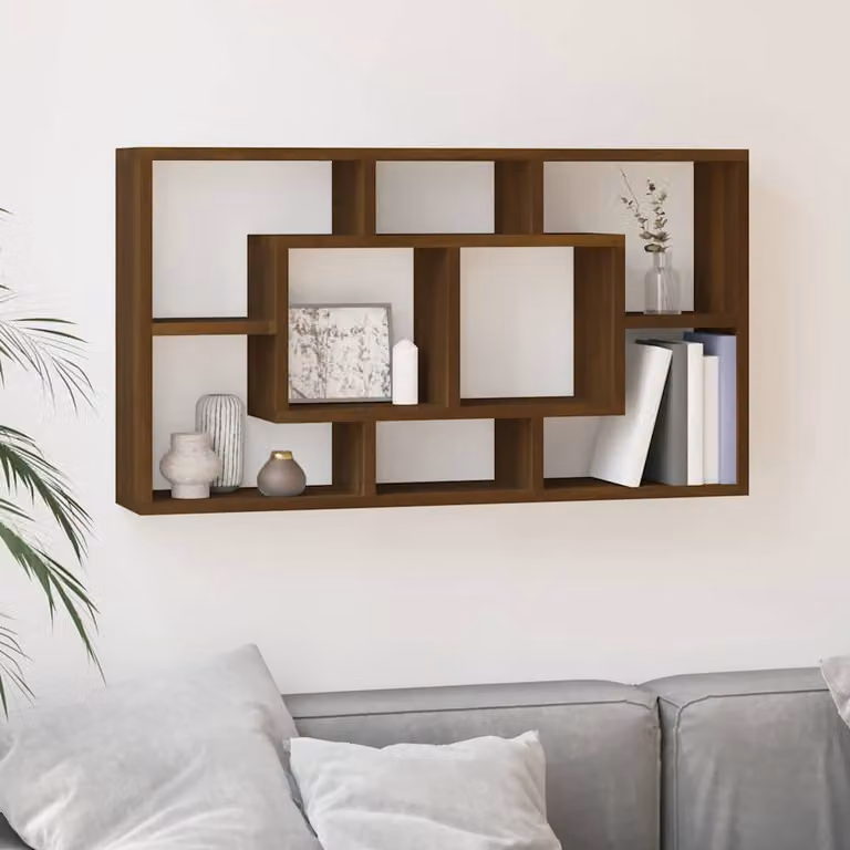 vidaXL Scaffale a Muro Moderno con 8 Scomparti in Rovere Marrone
