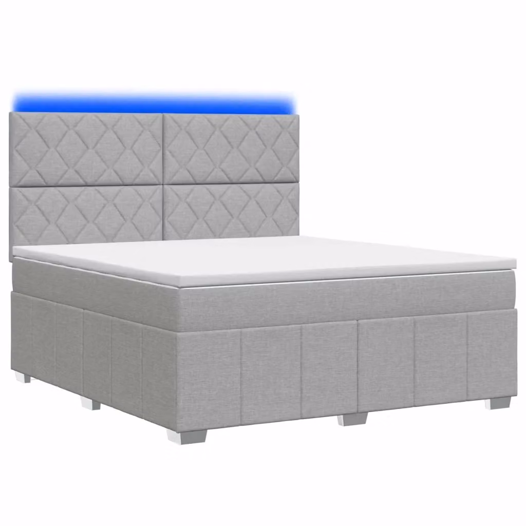 Letto Box Spring vidaXL con Materasso a Molle Insacchettate, Illuminazione LED Sotto il Letto e Porta USB, Grigio e Bianco, L/P: 160 x 200 cm – 2