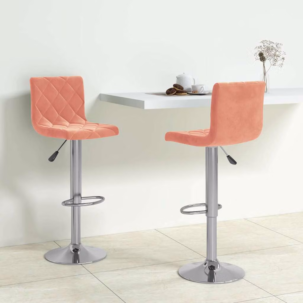Set di 2 sgabelli da bar vidaXL in velluto rosa con base girevole a 360 gradi