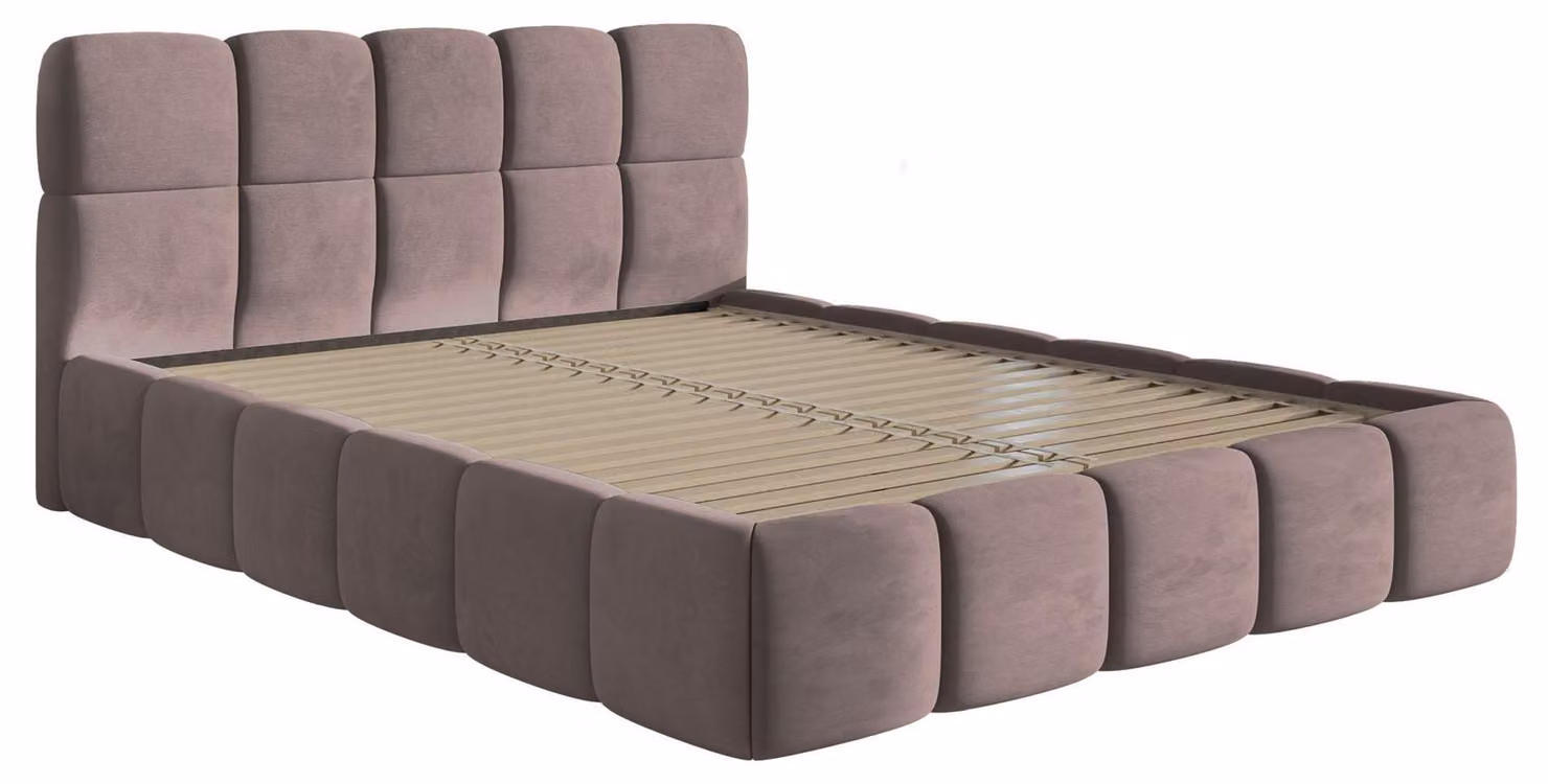Selsey Cloudy – Letto imbottito 120x200 cm, velluto rosa chiaro