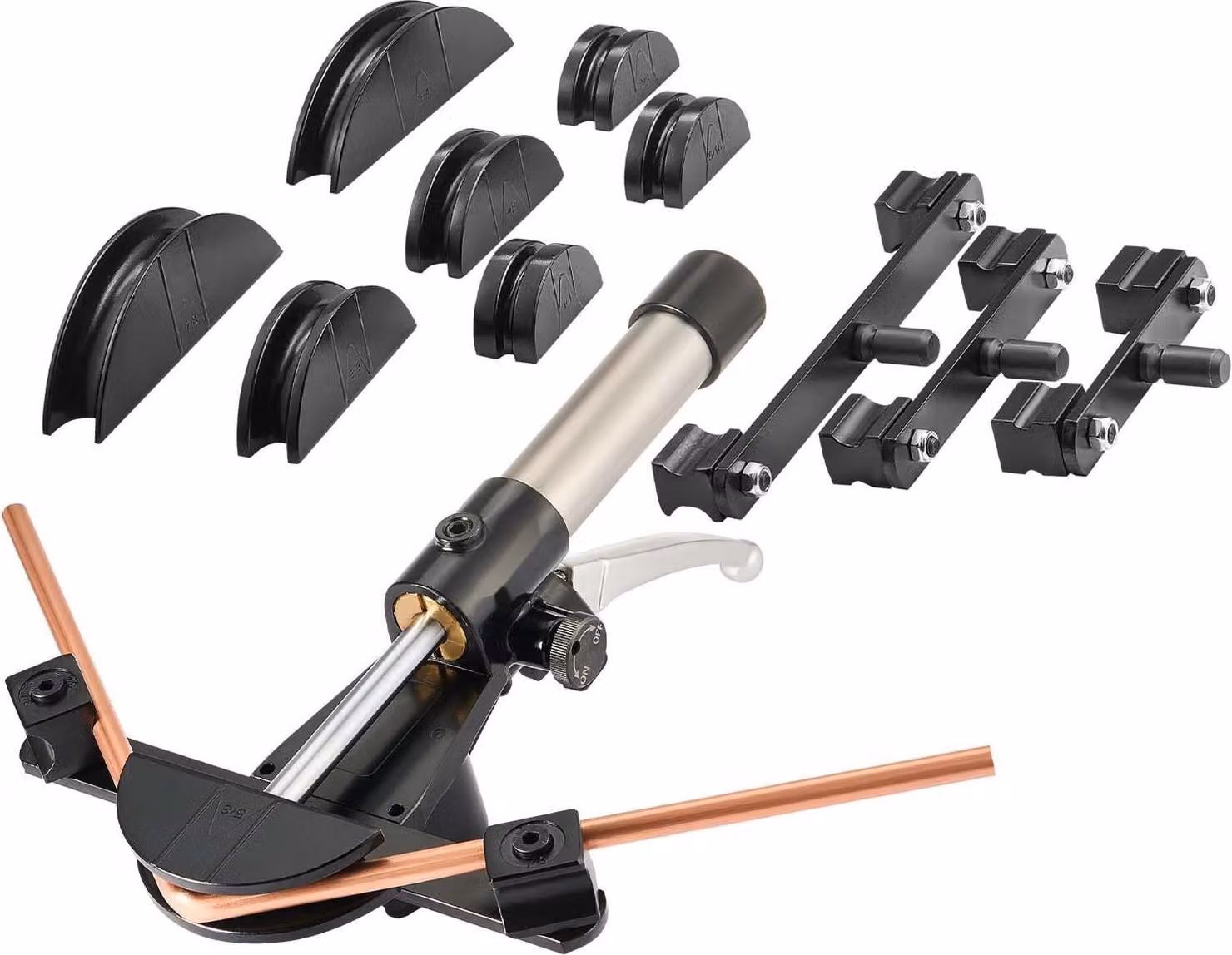 Macchina piegatubi Piegatubi - Macchina piegatubi idraulica - Per tubi con diametro 6-22 mm - Curvature a 90° - 7 ganasce di piegatura in lega di alluminio - Per impianti di climatizzazione e refrigerazione, automobili