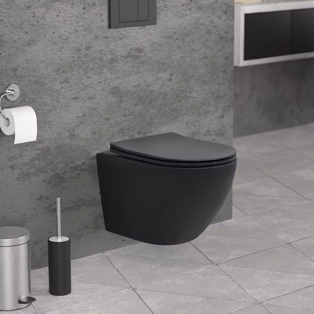 ecd germany wc sospeso a muro 49,5 cm senza bordo nero opaco nan