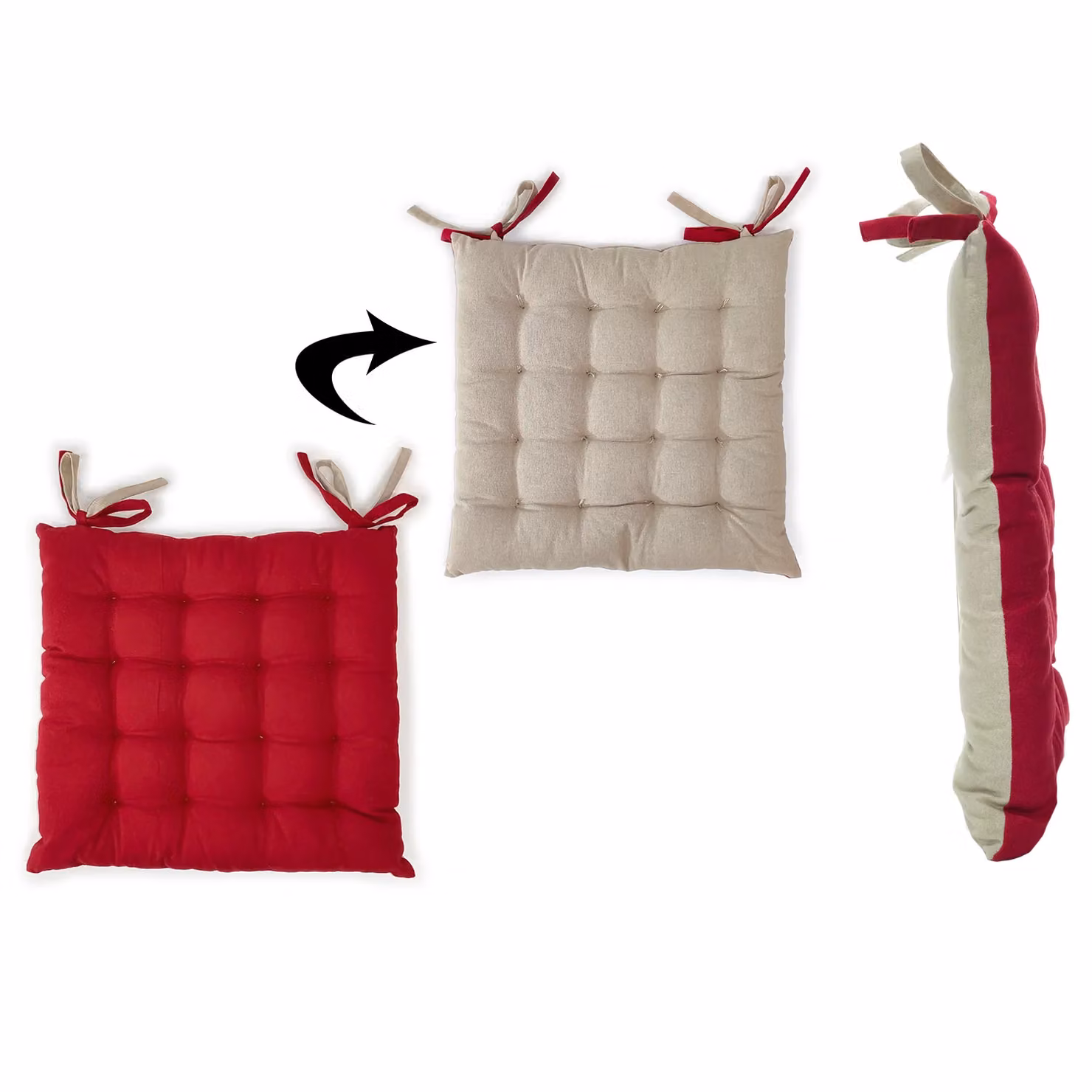 Cuscino per sedia Vestiamo Casa in cotone, colori rosso e sabbia, 40 x 40 cm