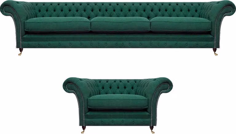 Luxus Textil Stoff Sofa Dreisitze Einrichtung Wohnzimmer Sessel Chesterfield
