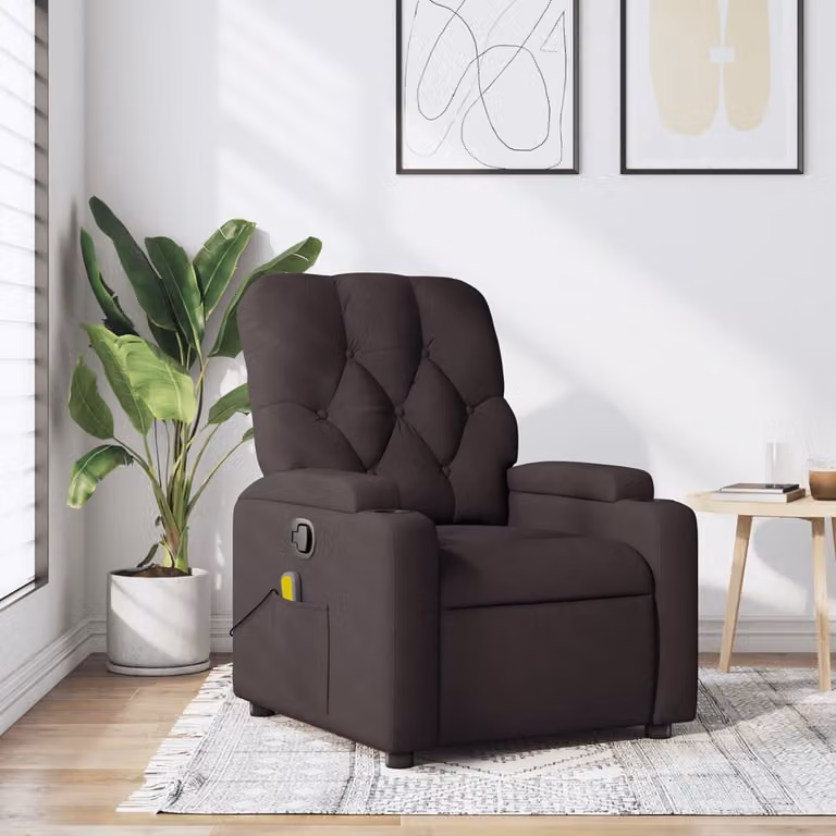vidaXL Poltrona Reclinabile Relax in Tessuto Marrone con Braccioli e Regolazione Manuale