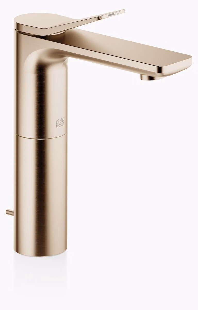 Dornbracht LISSÉ Mitigeur monocommandé pour lavabo avec pied surélevé, avec garniture d'écoulement, saillie 130mm, 33506845-27, 33506845-27