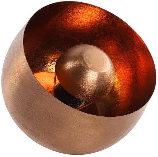 Lampada da tavolo con corpo sferico, color rame, 28 cm