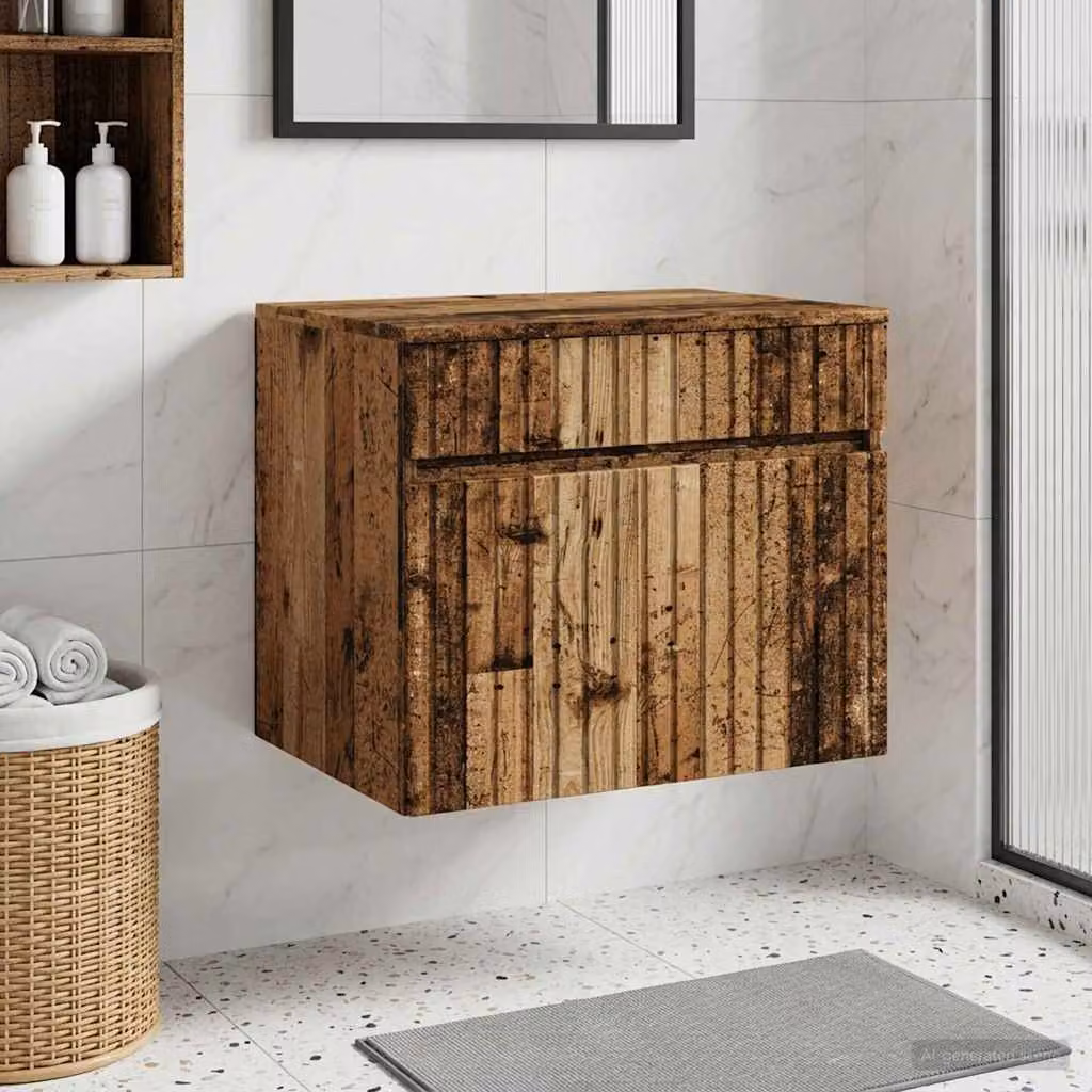 Mobiletto da bagno a muro vidaXL in legno color marrone opaco L: 59 cm, P: 44,5 cm, H: 50 cm