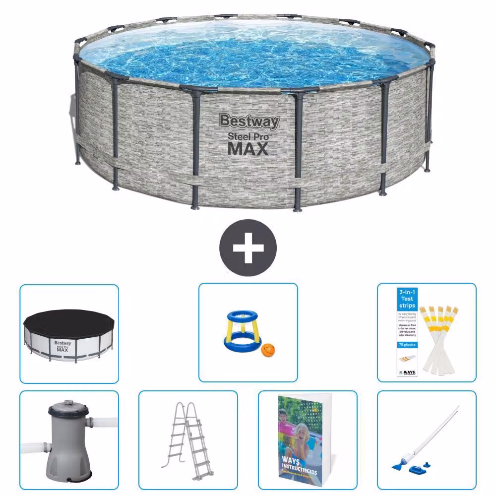 Bestway Steel Pro MAX, piscina in acciaio, forma rotonda - 427x122 cm - composta da 6 parti, modello S590