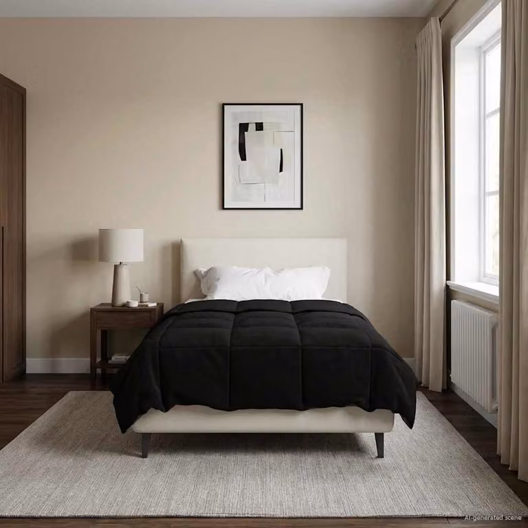 Piumino estivo traspirante e reversibile vidaXL in microfibra, Nero, L 155 x P 220 cm