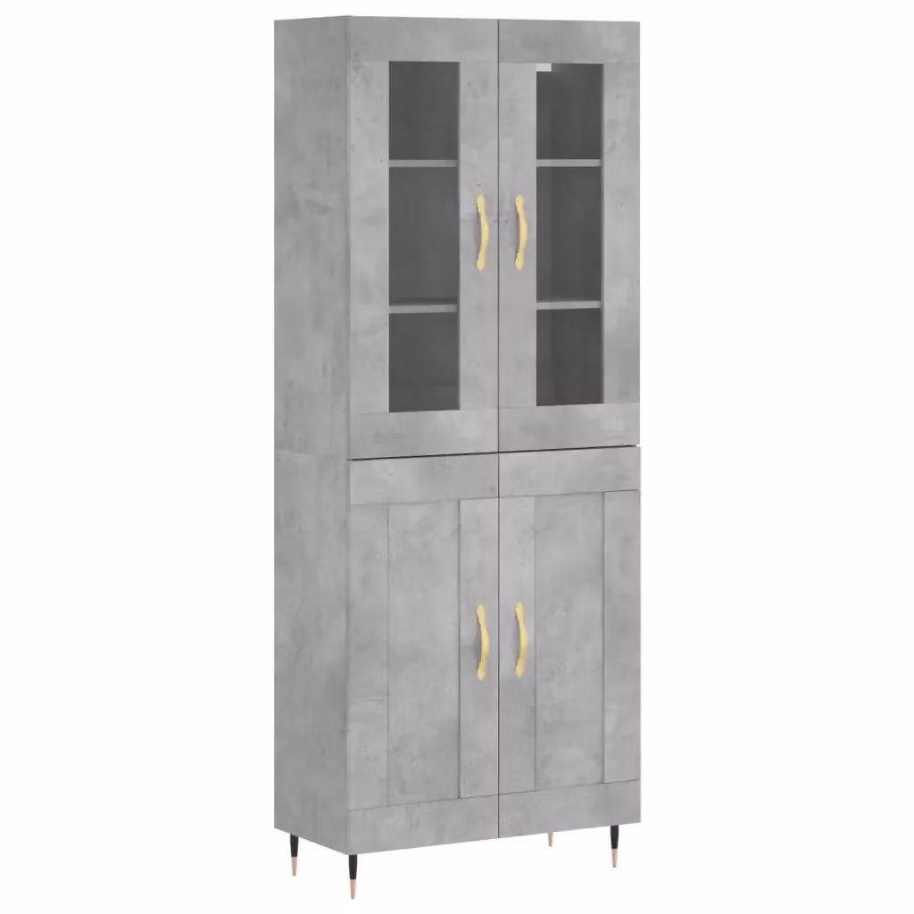 Credenza moderna vidaXL in legno, vetro e metallo, colore grigio, L: 69,5 cm, P: 34 cm, H: 180 cm – 2