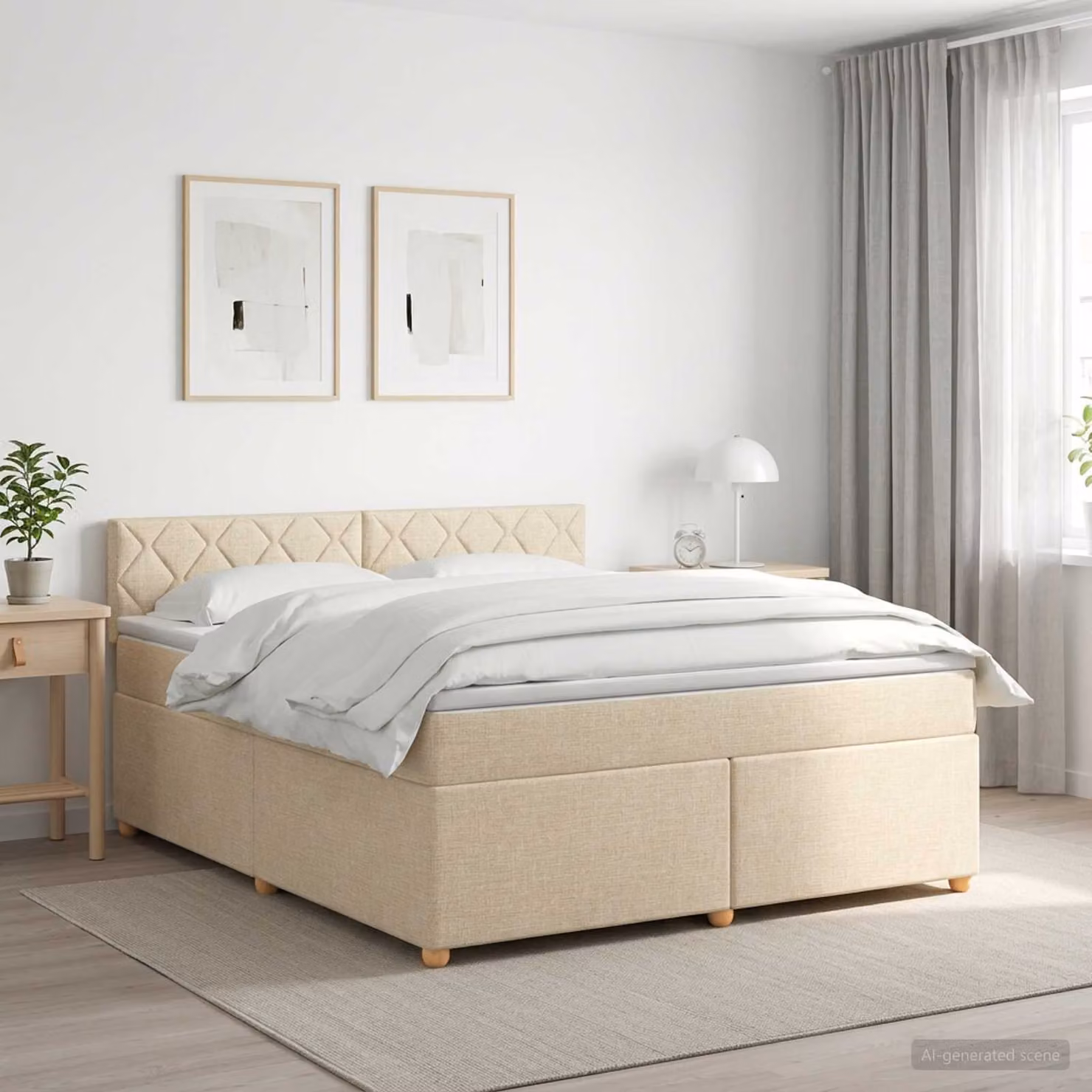 Letto box spring ibrido vidaXL con materasso a molle insacchettate, beige e bianco, L/P: 180 x 200 cm